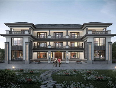 浙江三層新中式房屋建築設計圖紙 漂亮的農村自建房 NO.3618